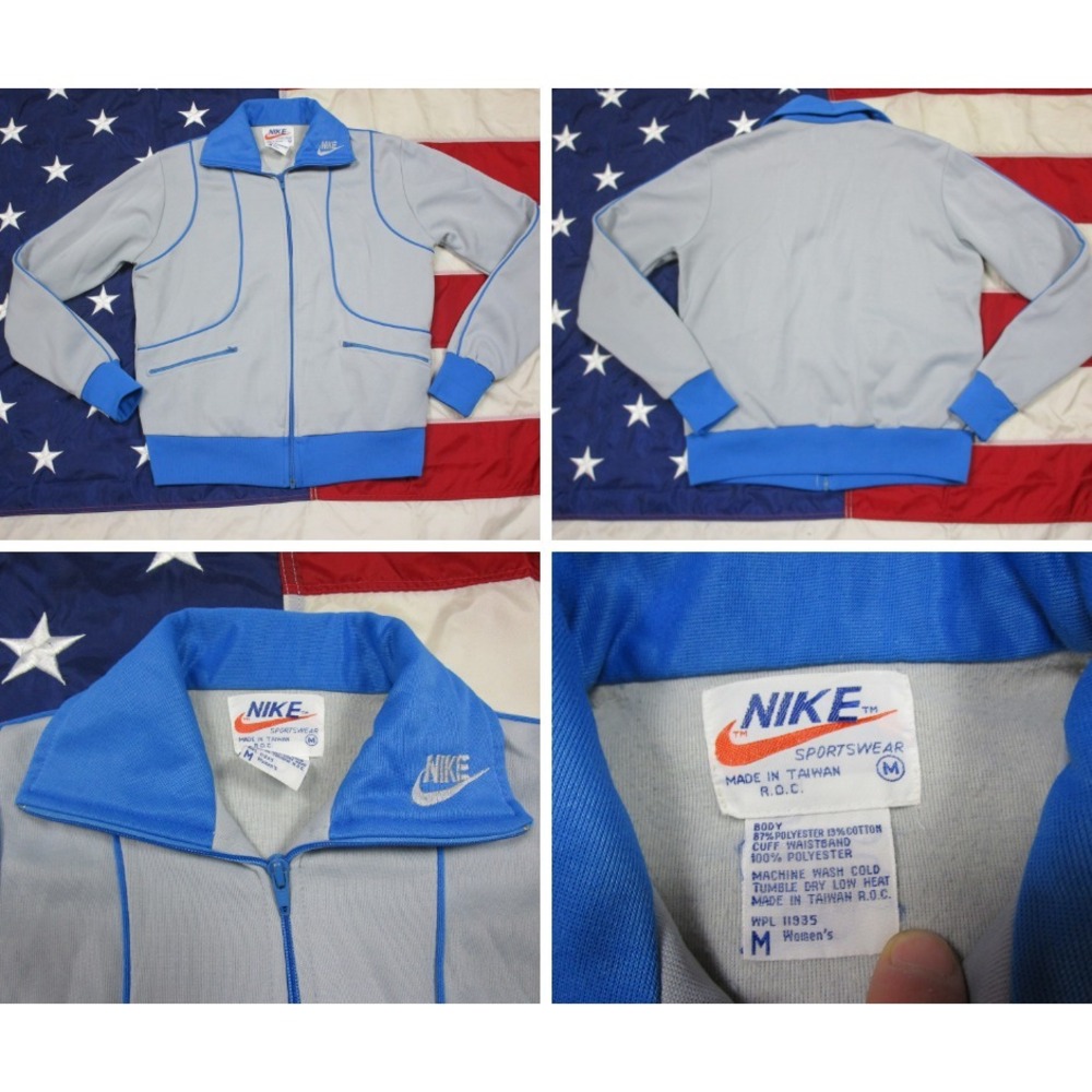 Vintage 1980s Nike Sportswear Women's Sz M Full Zip Long Sleeve Track Jacket USA